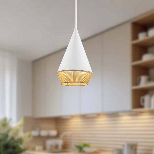 Alora Mood Daphne 1 Light 7.13 inch White and Brown Cotton Rope Pendant Ceiling Light