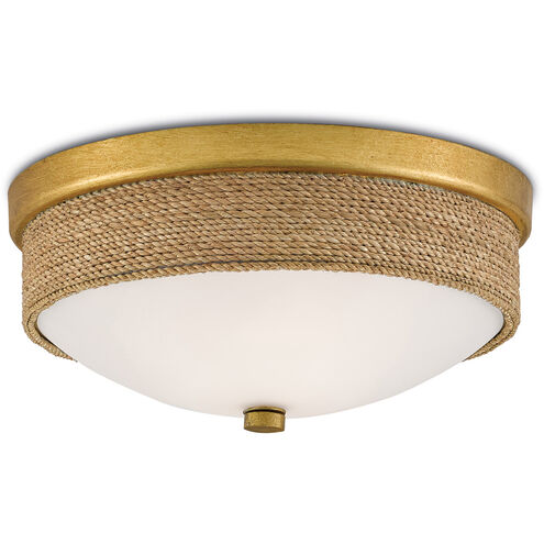 Hopkins 2 Light 14 inch Natural/Dark Contemporary Gold Leaf Flush Mount Ceiling Light