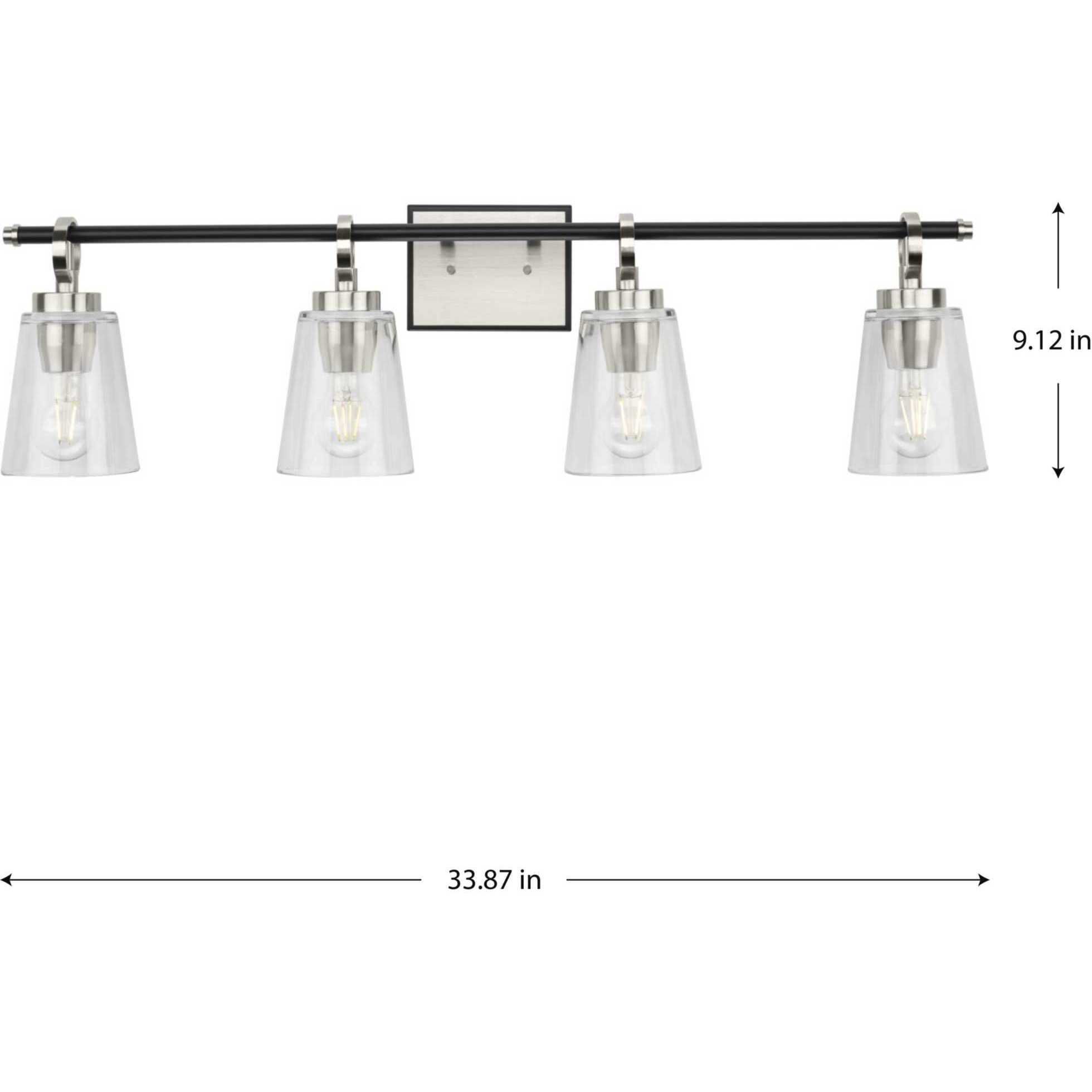Cassell 4 Light 33.87 inch Brushed Nickel Bathroom Vanity Light Wall Light