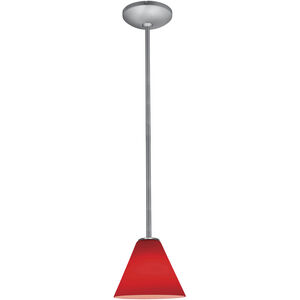 Martini 1 Light 7 inch Brushed Steel Pendant Ceiling Light in Red, Rod