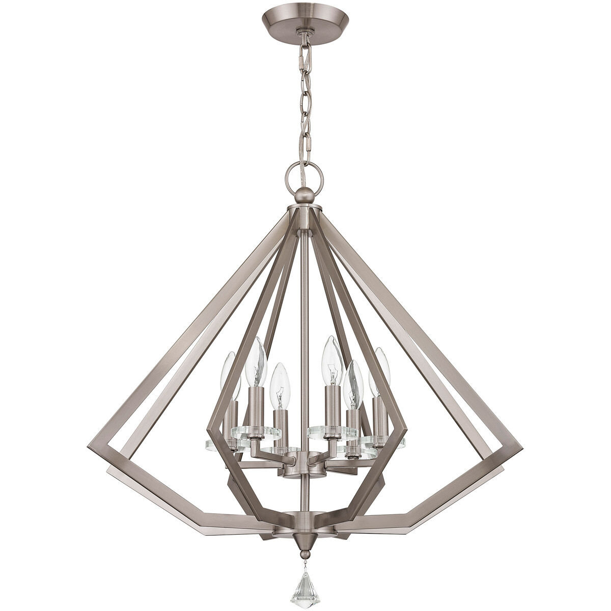 Diamond 6 Light 25 inch Brushed Nickel Chandelier Ceiling Light