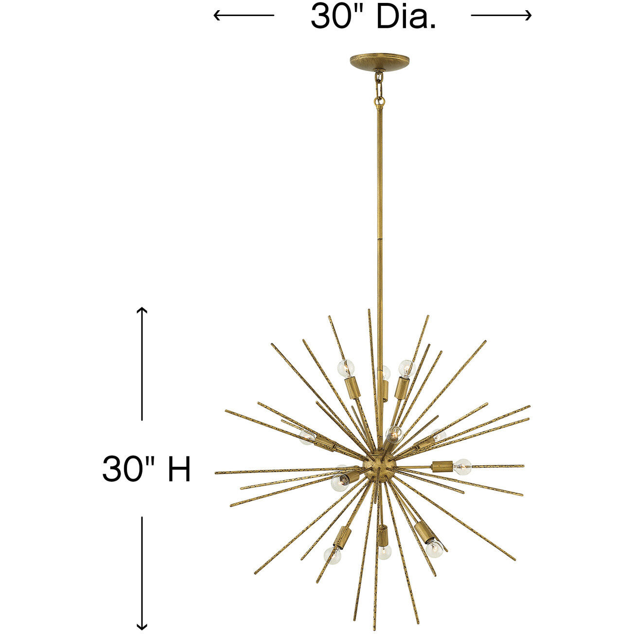 Tryst LED 30 inch Burnished Gold Chandelier Ceiling Light, Orb