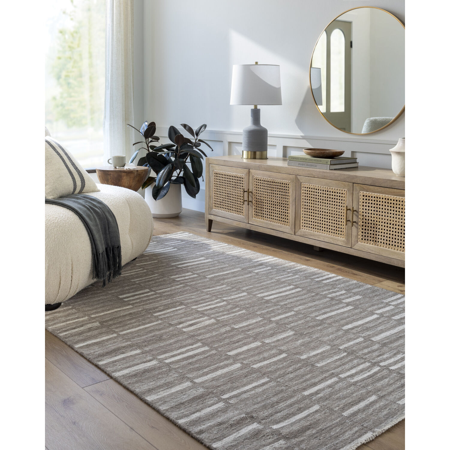 Marseille 108 X 72 inch Nickel/Sage Handmade Rug in 6 x 9