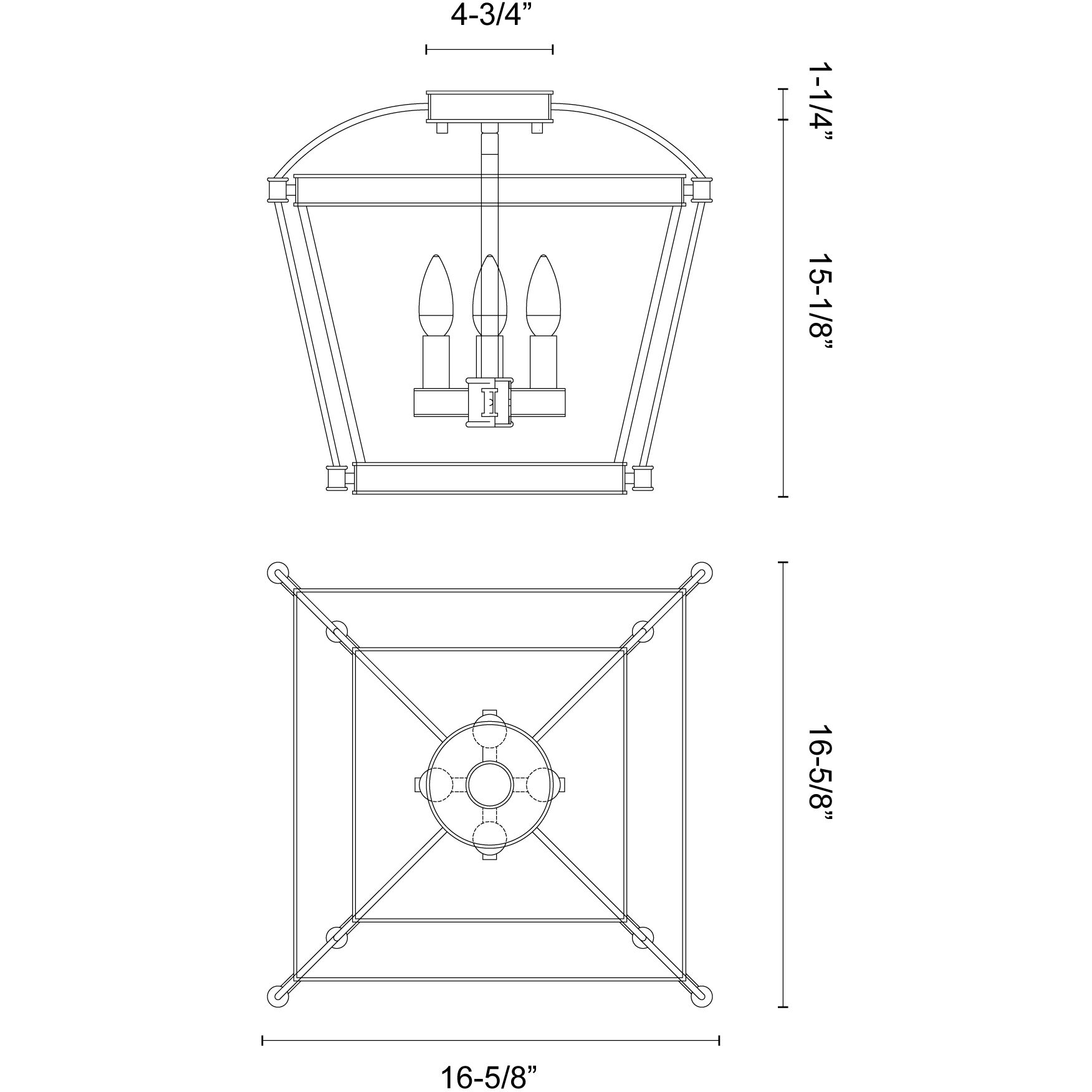 Manor 4 Light 16.63 inch Urban Bronze Semi-Flush Mount Ceiling Light