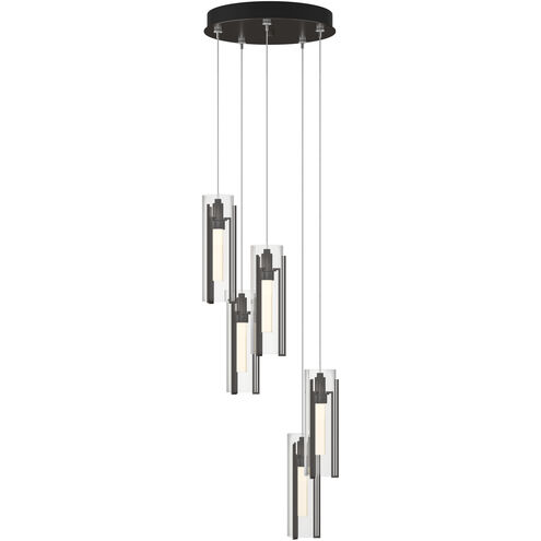 Exos Glass 5 Light 13.5 inch Oil Rubbed Bronze Pendant Ceiling Light in Clear