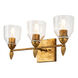 Fun Finial 3 Light 22 inch Gold Leaf with Antique Vanity Light Wall Light