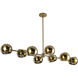 Alora Mood Willow 8 Light 48.25 inch Brushed Gold Linear Pendant Ceiling Light in Copper Glass