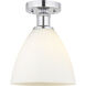 Edison Bristol Glass 1 Light 8 inch Polished Chrome Semi-Flush Mount Ceiling Light in Matte White Glass