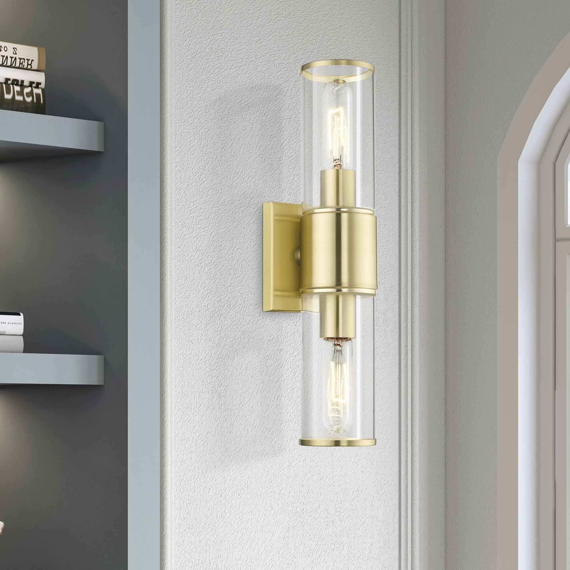 Quincy 2 Light 16 inch Satin Brass Vanity Sconce Wall Light