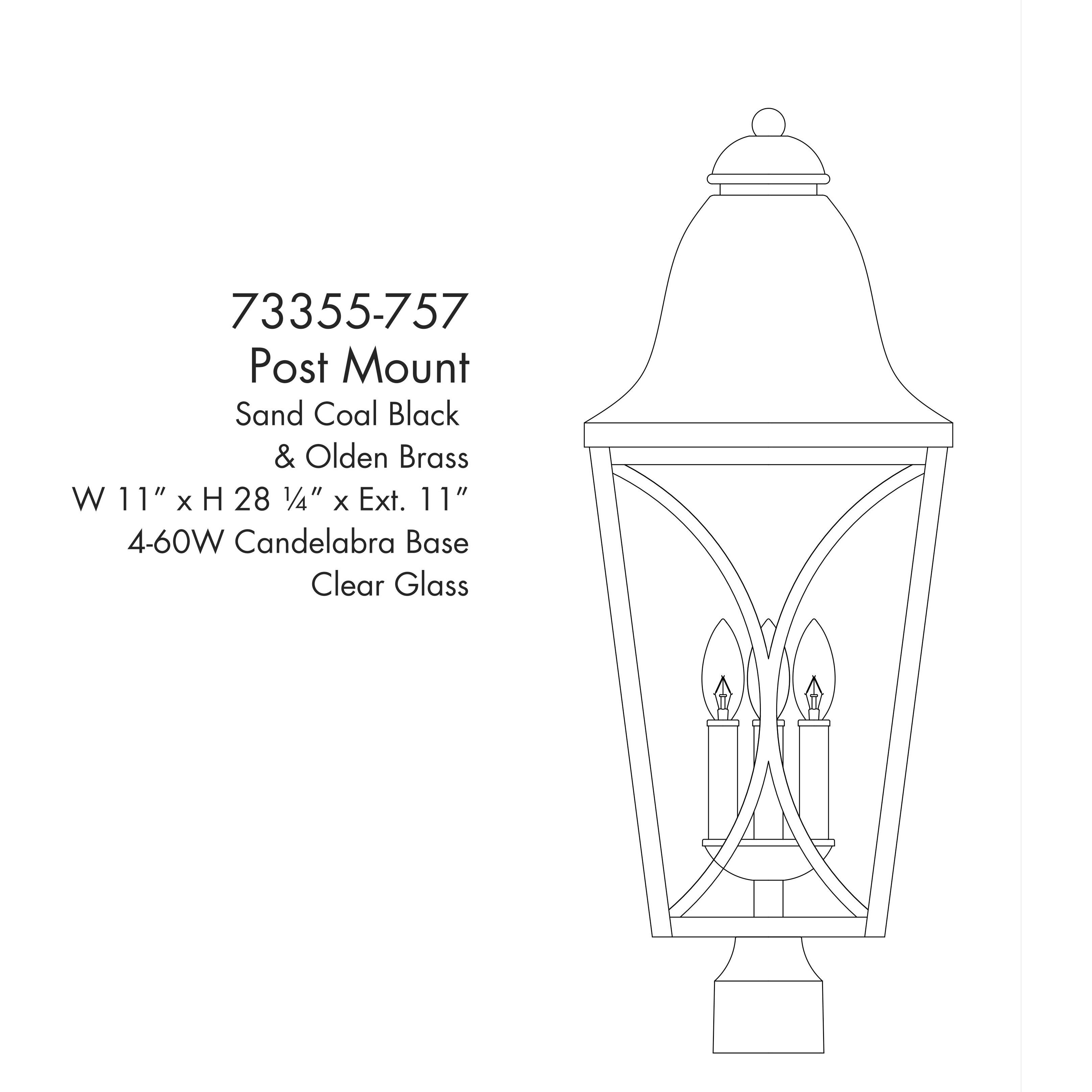 Cardigan 4 Light 28.25 inch Sand Coal and Olden Brass Outdoor Post Lantern, Great Outdoors