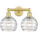 Athens Deco Swirl 2 Light 17 inch Satin Gold Bath Vanity Light Wall Light in Clear Deco Swirl Glass