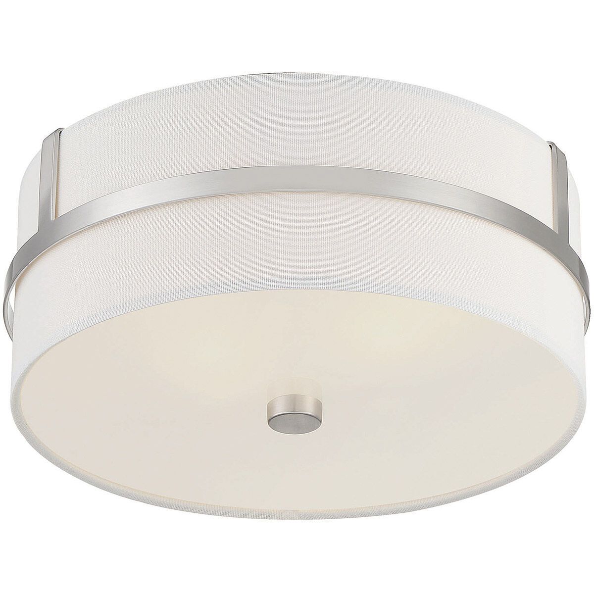 Contemporary 2 Light 13 inch Brushed Nickel Flush Mount Ceiling Light