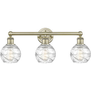 Athens Deco Swirl 3 Light 24 inch Antique Brass and Clear Deco Swirl Bath Vanity Light Wall Light