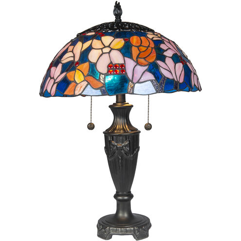Florieta 24 inch 75.00 watt Antique Bronze Tiffany Table Lamp Portable Light