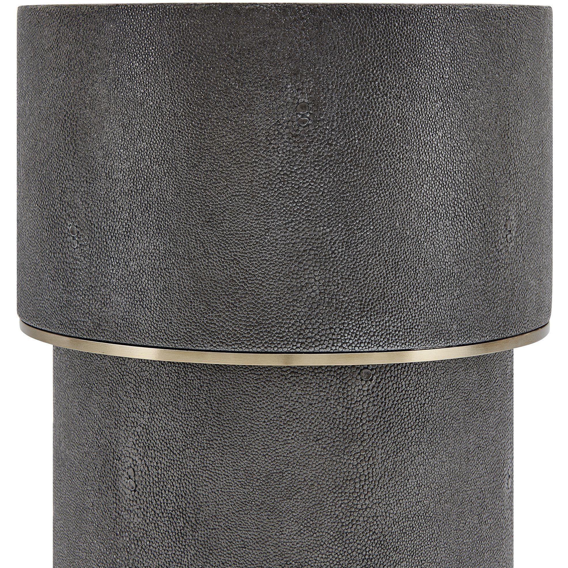 Wessex 22.5 X 8.5 inch Charcoal Faux Shagreen and Brushed Brass Drink Table