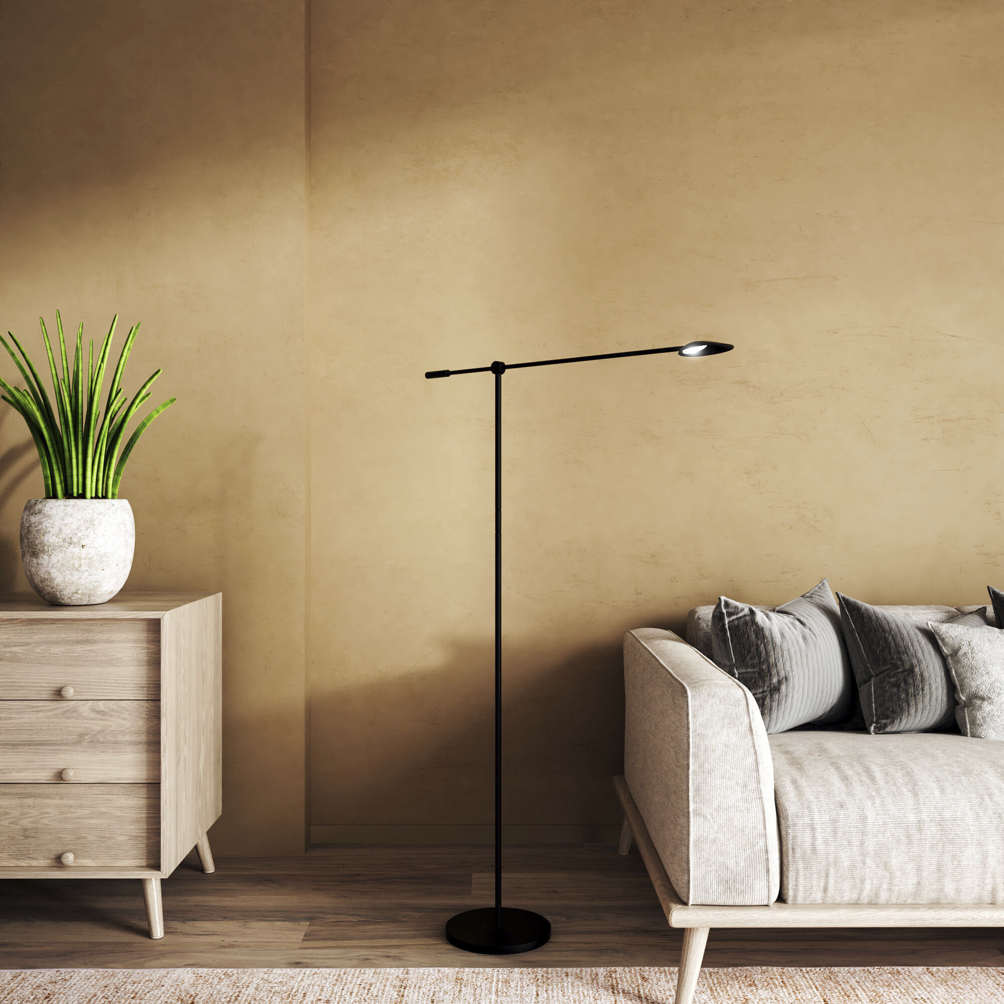 Rotaire 54.38 inch 7.00 watt Black Floor Lamp Portable Light