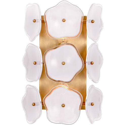 kate spade new york Leighton 2 Light 7.75 inch Soft Brass Sconce Wall Light in Cream Tinted Glass, Small