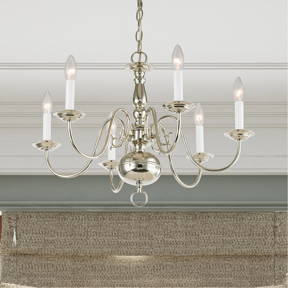 Williamsburgh 6 Light 24 inch Polished Nickel Chandelier Ceiling Light
