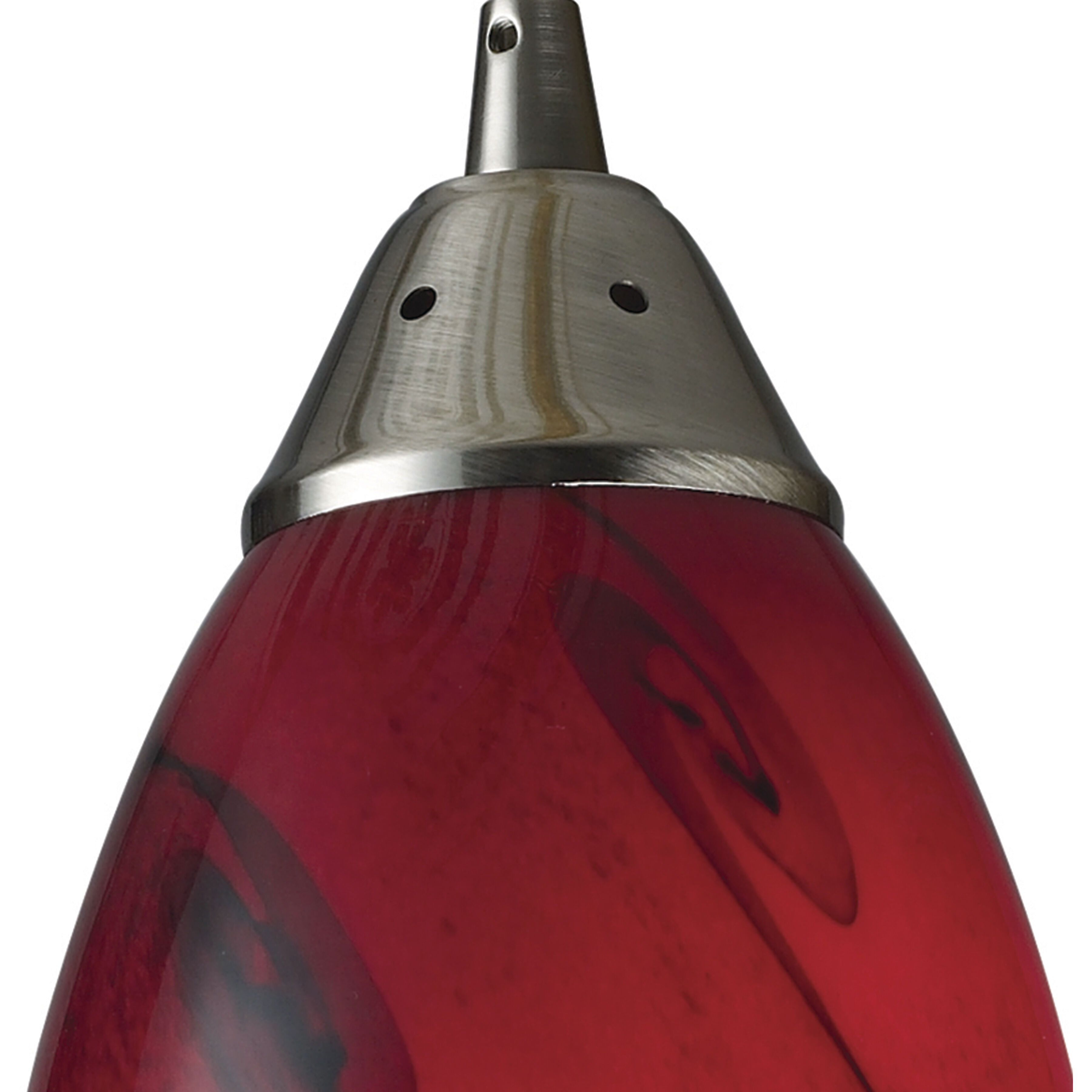 Galaxy 1 Light 5 inch Satin Nickel Mini Pendant Ceiling Light in Red Glass
