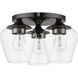 Willow 3 Light 13 inch Black Chrome Flush Mount Ceiling Light