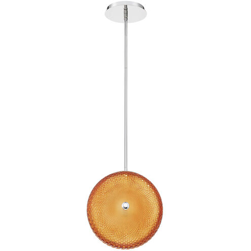 Caledonia LED 9 inch Chrome Pendant Ceiling Light in Orange, Large