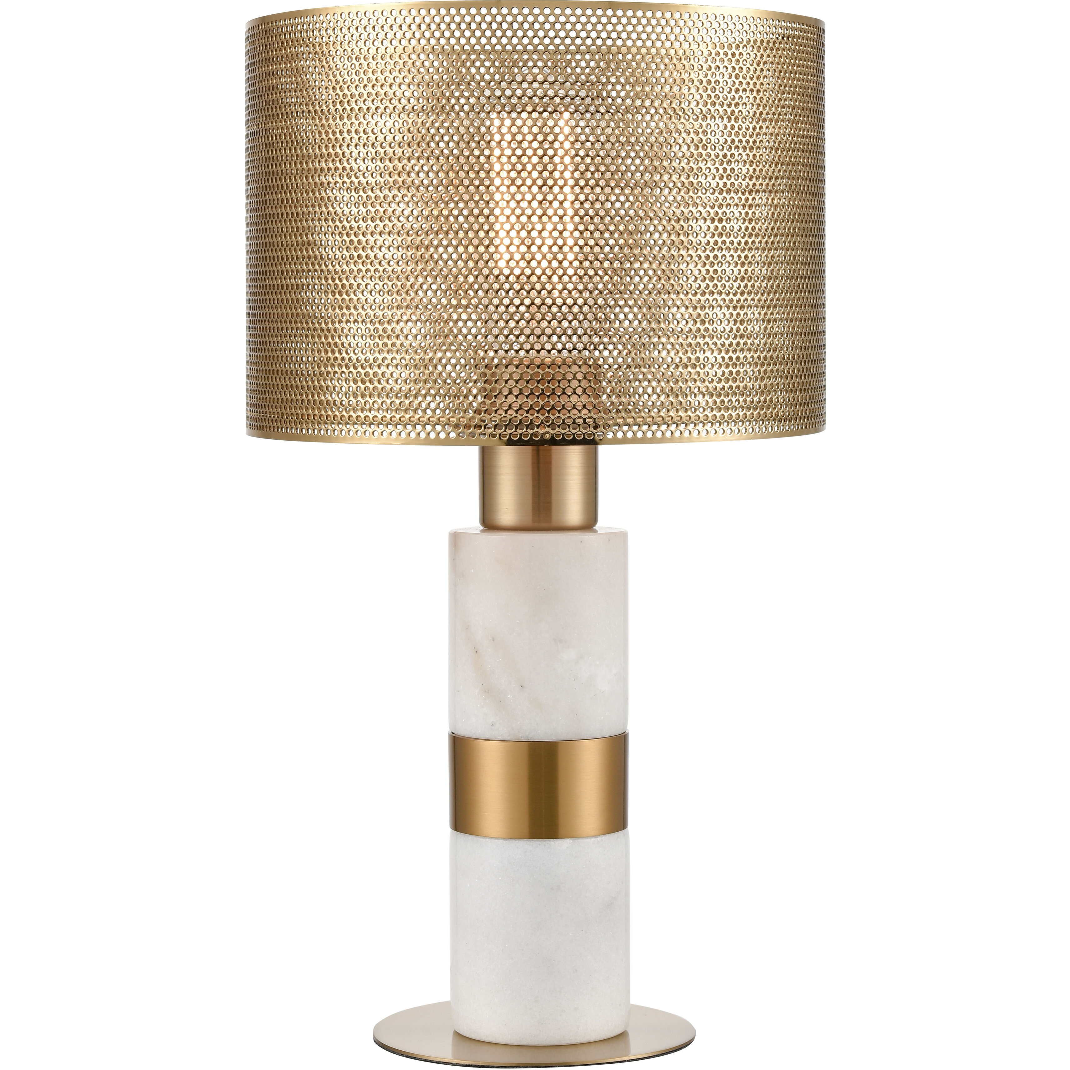 Sureshot 15 inch 60 watt White with Aged Brass Table Lamp Portable Light