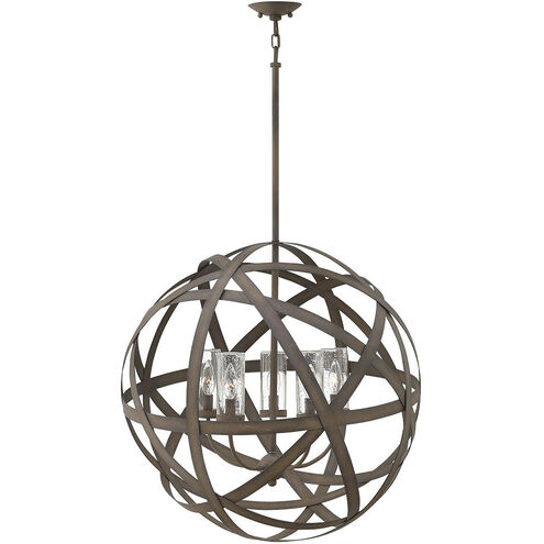 Open Air Carson 5 Light 26.5 inch Vintage Iron Outdoor Hanging in Non-LED