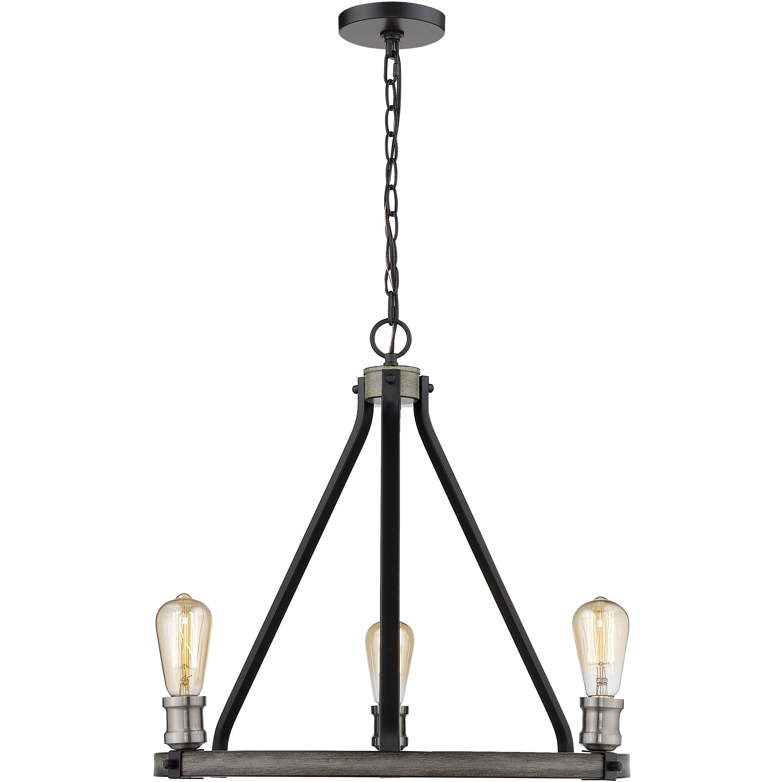 Kirkland 3 Light 20 inch Ashen Barnboard Chandelier Ceiling Light