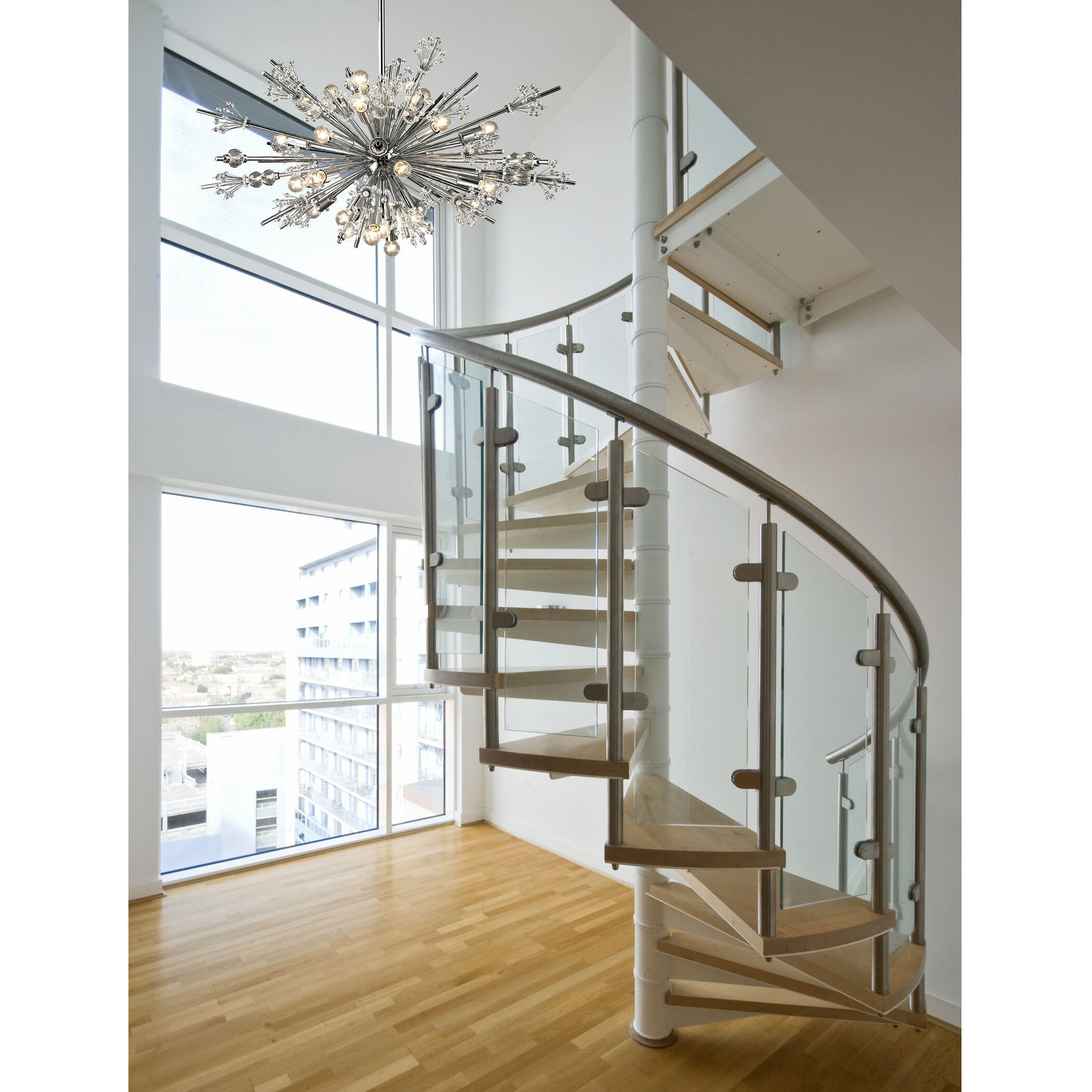 Starburst 24 Light 36 inch Polished Chrome with Clear Chandelier Ceiling Light