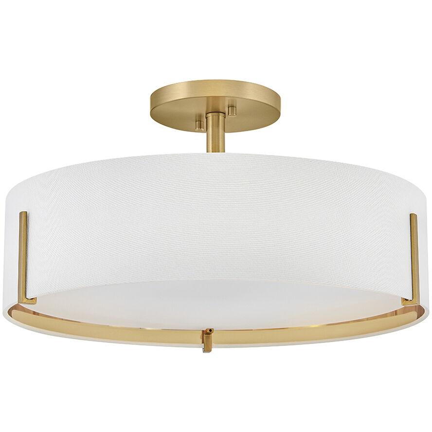 Halle 4 Light 19.5 inch Lacquered Brass Semi-flush Mount Ceiling Light
