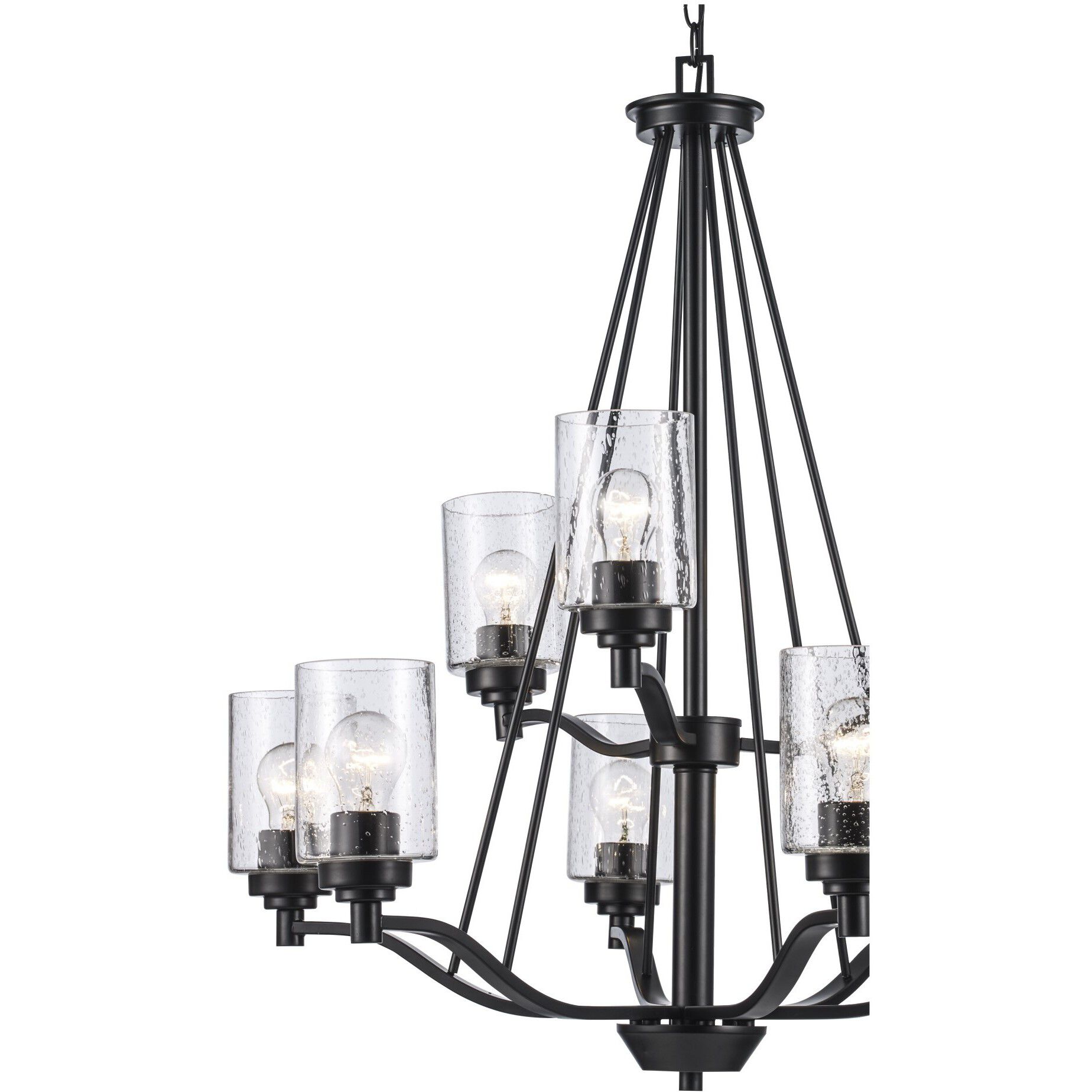 Mod Pod 9 Light 29.3 inch Black Chandelier Ceiling Light
