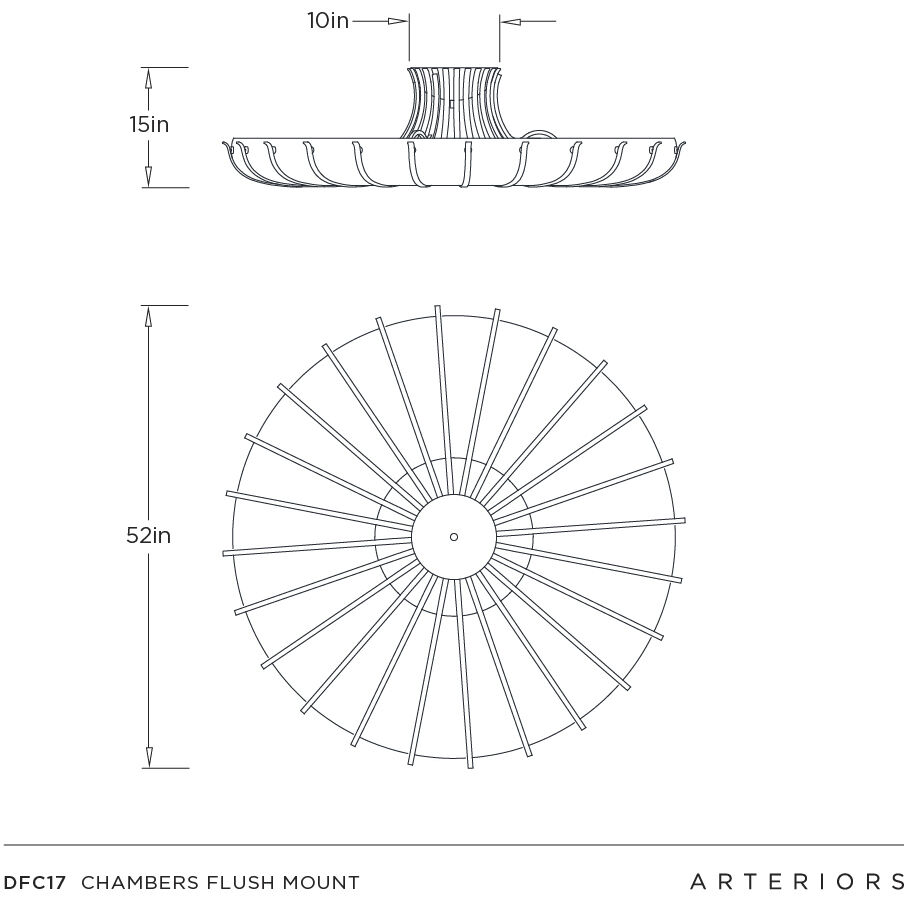 Chambers 10 Light 52 inch Antique Brass Semi Flush Mount Ceiling Light
