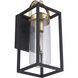 Neo 1 Light 14 inch Midnight / Satin Brass Outdoor Wall Lantern