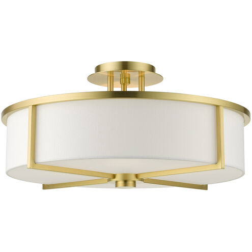 Wesley 4 Light 19 inch Satin Brass Semi Flush Ceiling Light