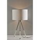 Della 24 inch 100.00 watt Brushed Steel with Clear Acrylic Light Up Legs Table Lamp Portable Light, with Night Light 