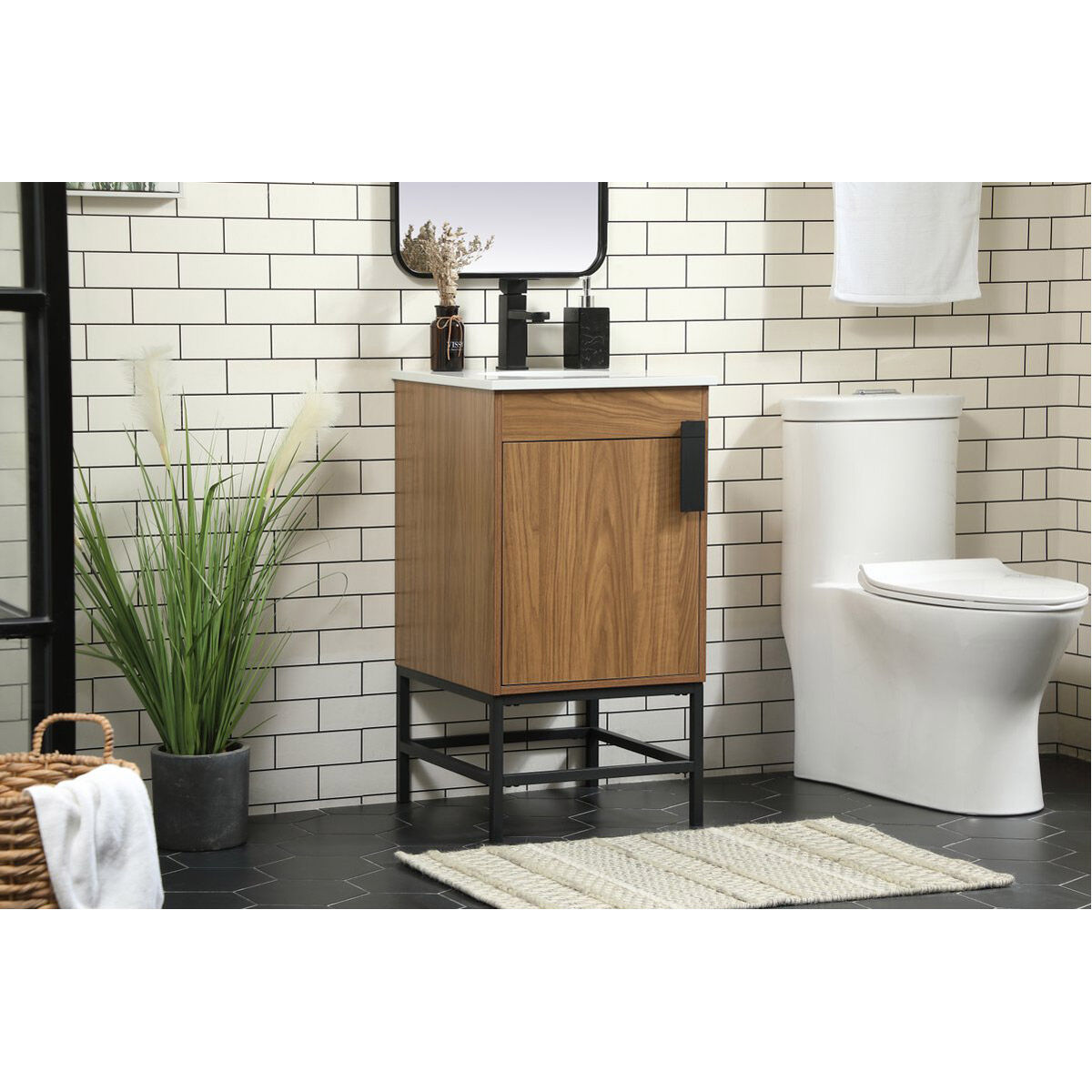 Eugene 19 X 18 X 33.5 inch Walnut Brown Vanity Sink Set