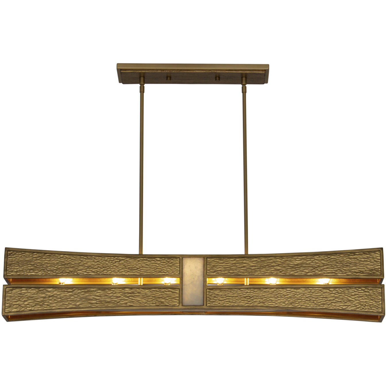 Dos 6 Light 4 inch Rustic Gold and Brushed Gold Linear Pendant Ceiling Light