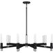 Windamere 6 Light 36 inch Textured Black with Polished Nickel Accents Linear Chandelier Ceiling Light, Lighting One (Open)
