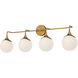 Nouveau 4 Light 35.5 inch Aged Gold Bath Vanity Wall Light in Aged Brass
