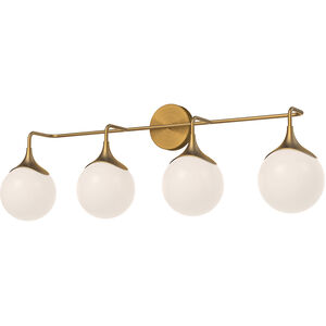 Nouveau 4 Light 35.5 inch Aged Gold Bath Vanity Wall Light in Aged Brass