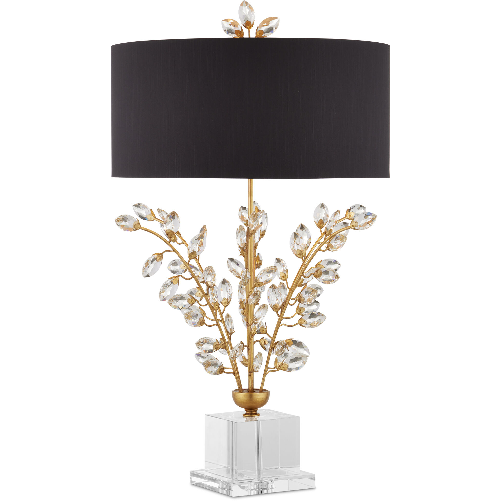 Forget-me-not 32.25 inch 75 watt Chinois Gold Leaf Table Lamp Portable Light