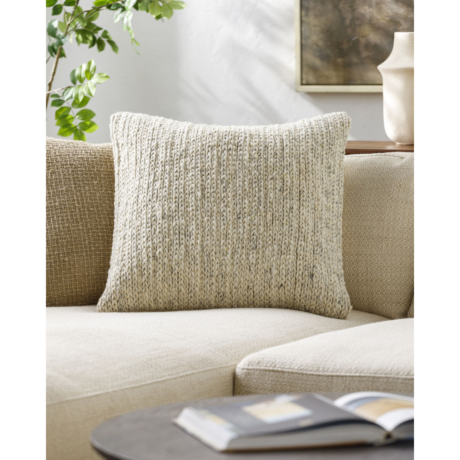 Derby 22 X 22 inch Cream Accent Pillow
