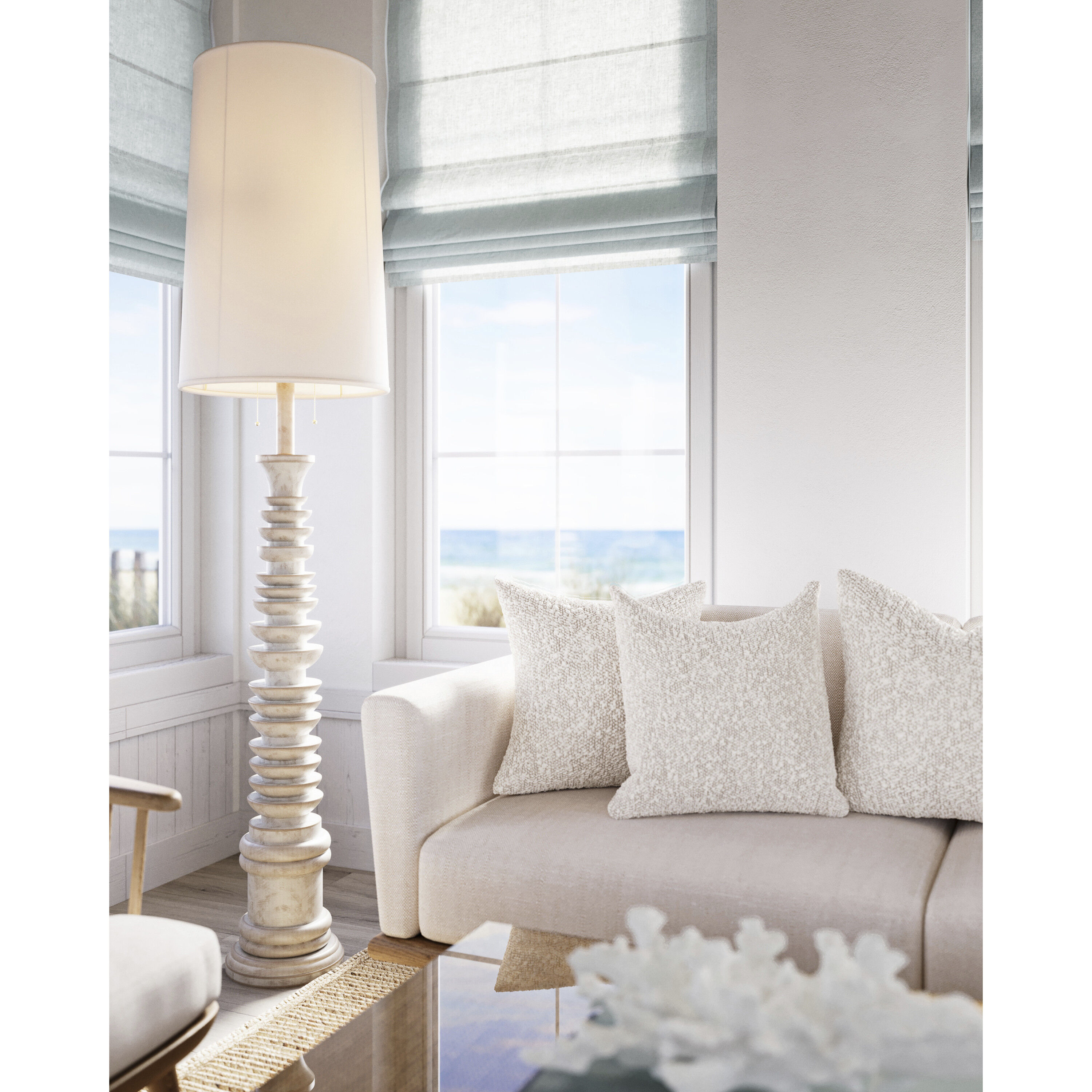 Malayan 80 inch 75 watt Whitewash Floor Lamp Portable Light