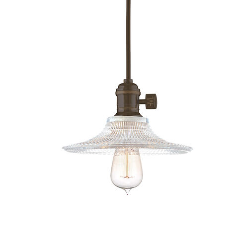 Heirloom 1 Light 9 inch Old Bronze Pendant Ceiling Light in Ribbed Clear Glass, GS6, No