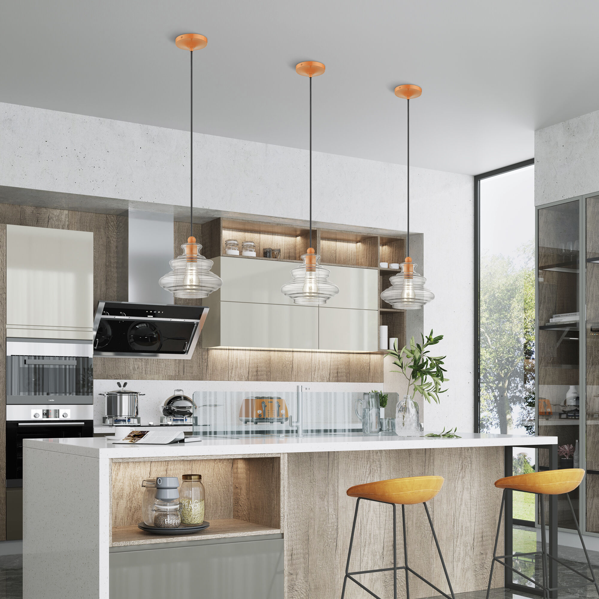 Everett 1 Light 9 inch Shiny Orange Pendant Ceiling Light