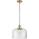Franklin Restoration Bell 1 Light 12 inch Satin Gold Mini Pendant Ceiling Light in Incandescent, Clear, Franklin Restoration
