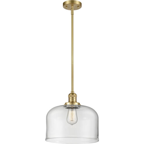 Franklin Restoration Bell 1 Light 12 inch Satin Gold Mini Pendant Ceiling Light in Incandescent, Clear, Franklin Restoration