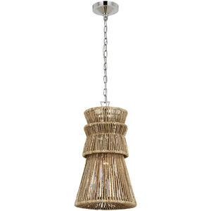 Chapman & Myers Antigua LED 13 inch Polished Nickel and Natural Abaca Pendant Ceiling Light