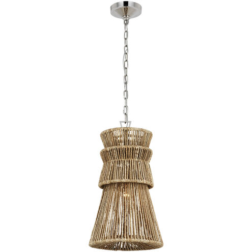 Chapman & Myers Antigua LED 13 inch Polished Nickel and Natural Abaca Pendant Ceiling Light