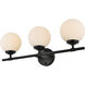 Ansley 3 Light 24 inch Black Bath Sconce Wall Light